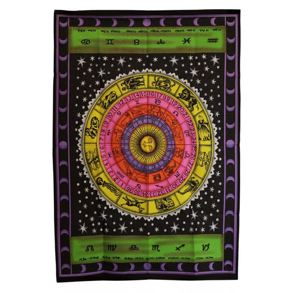 Katoenen Wanddecoratie (70x110cm) - Kleurrijke Dierenriem