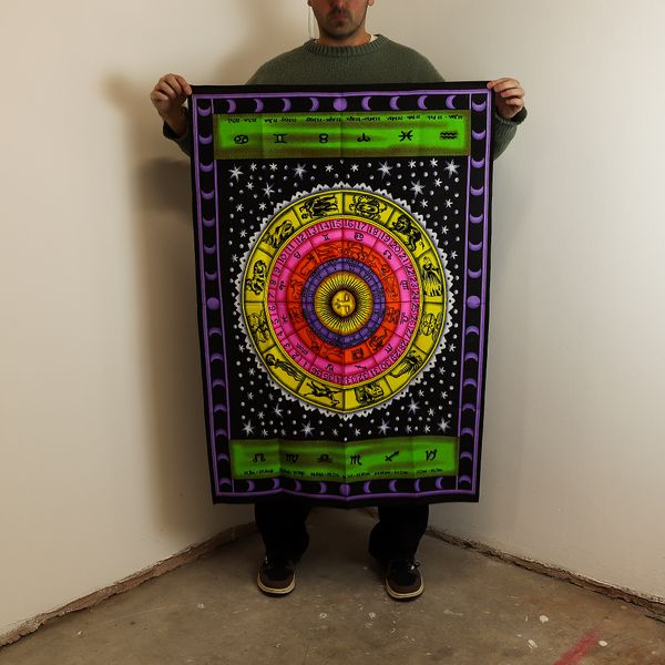 Katoenen Wanddecoratie (70x110cm) - Kleurrijke Dierenriem