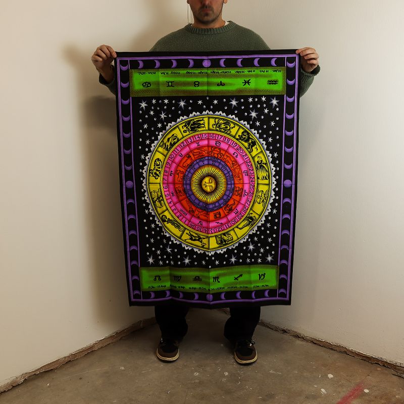 Katoenen Wanddecoratie (70x110cm) - Kleurrijke Dierenriem