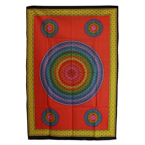 Katoenen Wanddecoratie (70x110cm) - Vijfvoudige Bloem des Levens