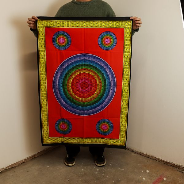 Katoenen Wanddecoratie (70x110cm) - Vijfvoudige Bloem des Levens