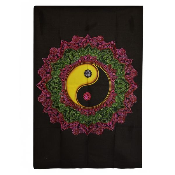 Katoenen Wanddecoratie (70x110cm) - Yin & Yang Mandala