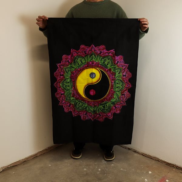 Katoenen Wanddecoratie (70x110cm) - Yin & Yang Mandala