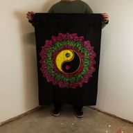 Katoenen Wanddecoratie (70x110cm) - Yin & Yang Mandala