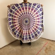 Kleine Mandala Ronde Katoenen Kunst (130cm) - Pauwenpurper