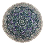 Kleine Mandala Ronde Katoenen Kunst (130cm) - Zeegroen & Blauw