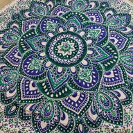 Kleine Mandala Ronde Katoenen Kunst (130cm) - Zeegroen & Blauw