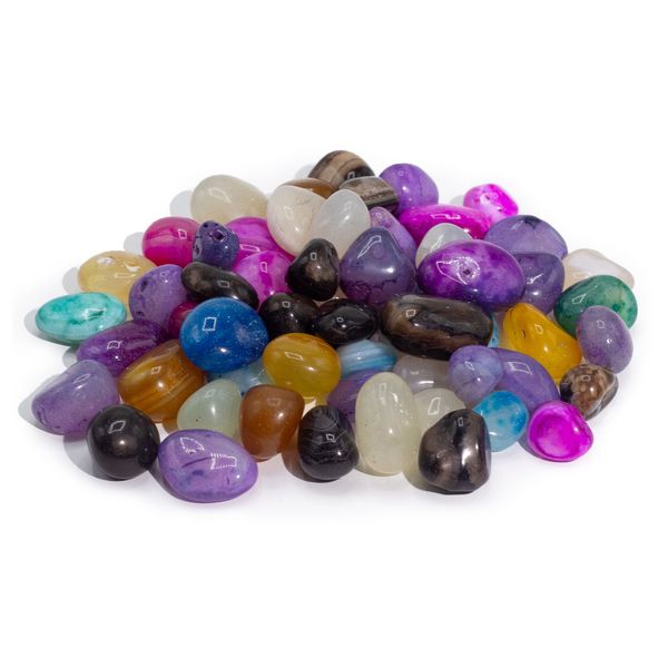 Bulk Behandelde Gemengde Agaat - 1kg (ongeveer 70 stenen) - 7 kleuren