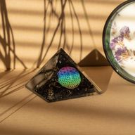 Kleine Organiet Piramide – Flower of Life – Zwarte Toermalijn