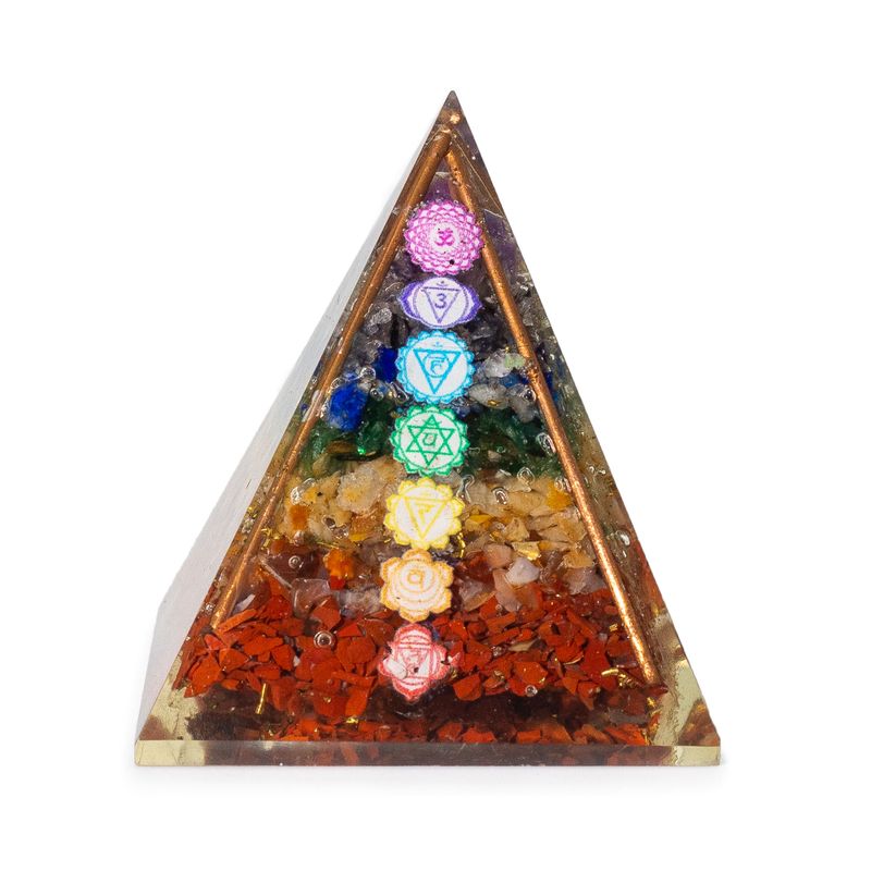 Middelgrote Organiet Piramide – Koperen Staven – 7 Chakra