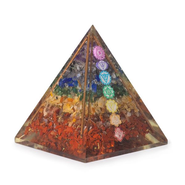 Middelgrote Organiet Piramide – Koperen Staven – 7 Chakra