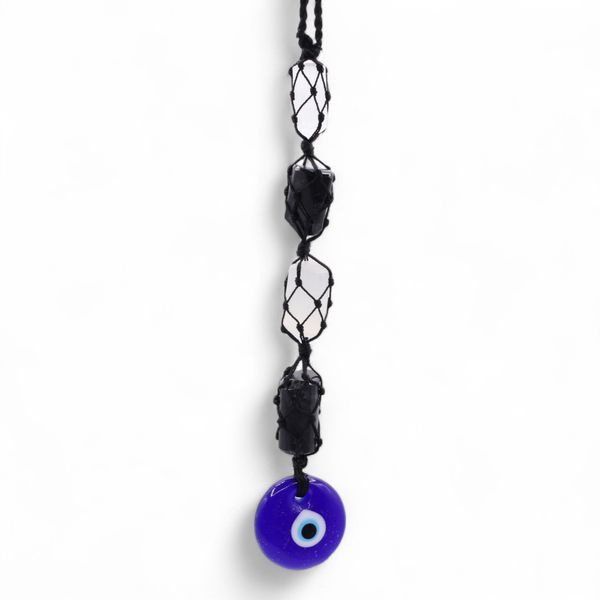 Hanger Steenhanger – Zwarte Toermalijn & Seloniet Trommelsteen – Boze Oog