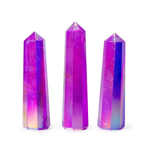 Edelsteen Obelisk Punt ca. 9 cm – Aurora Kristal Kwarts – Paars