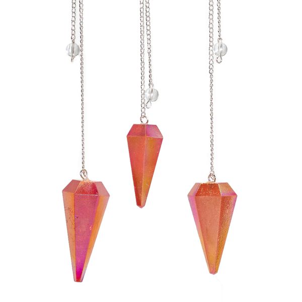 Zeszijdige Pendel – Aurora Kristal Perzik – 4 cm