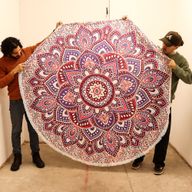 Grote Mandala Ronde Kunst (180cm) - Roze & Paars