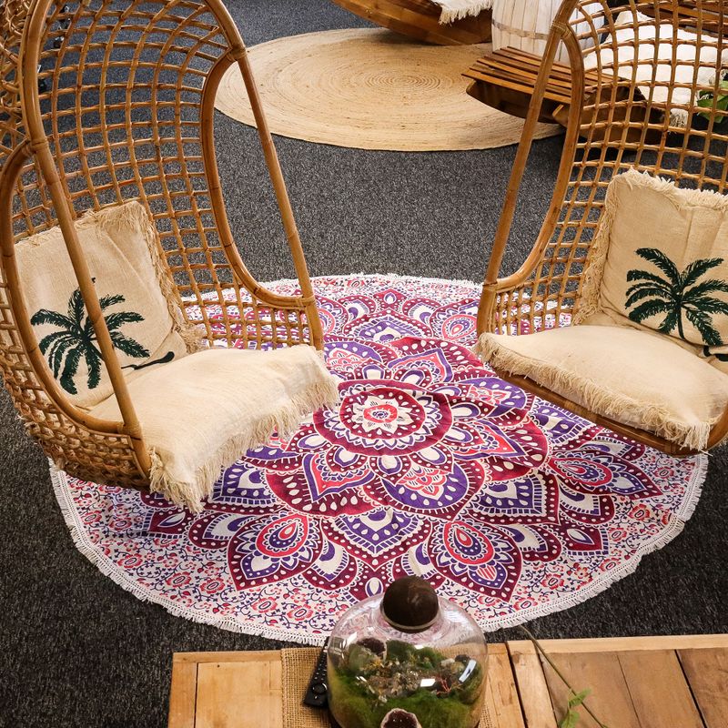 Grote Mandala Ronde Kunst (180cm) - Roze & Paars