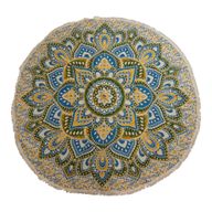 Grote Mandala Ronde Kunst (180cm) - Geel & Blauw