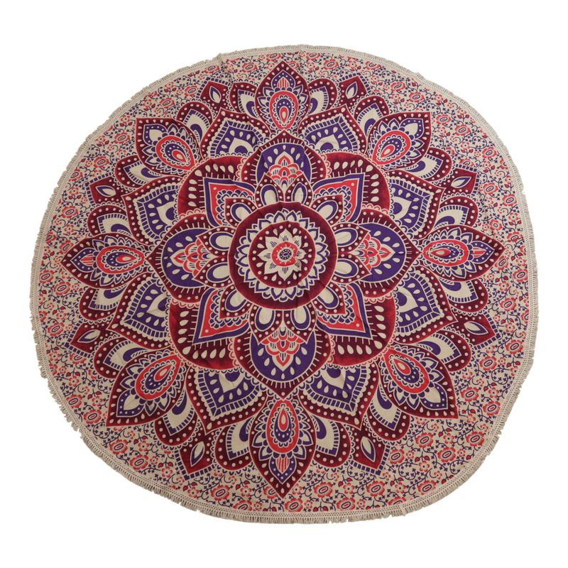 Grote Mandala Ronde Kunst (180cm) - Roze & Paars