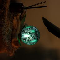 DriftGlow Lamp Smaragd Crackle Kap