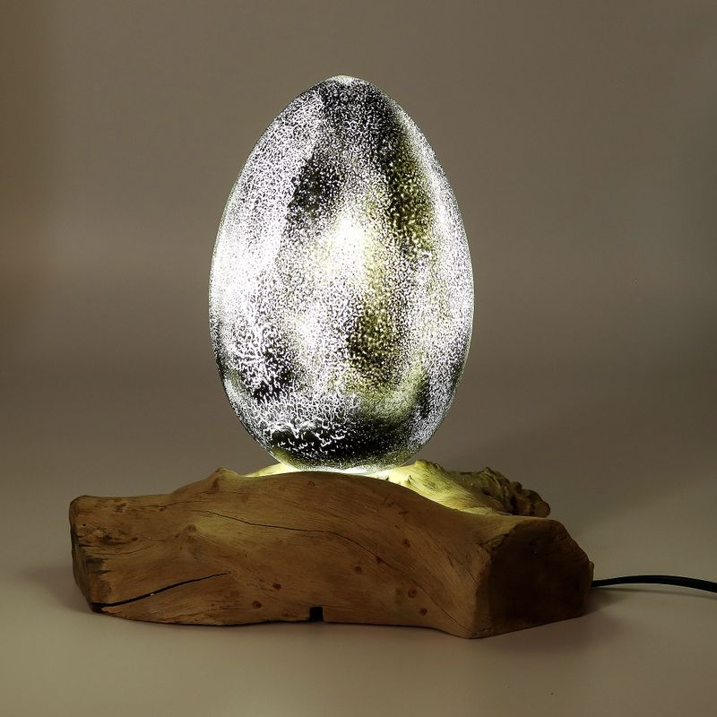 DriftGlow Lamp Crackle Lava-Ei Kap – Grijs