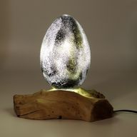 DriftGlow Lamp Crackle Lava-Ei Kap – Grijs