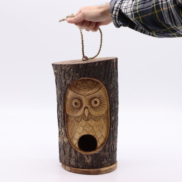 Boomstam Gezicht - Vogelhuisje - Wijze Uil