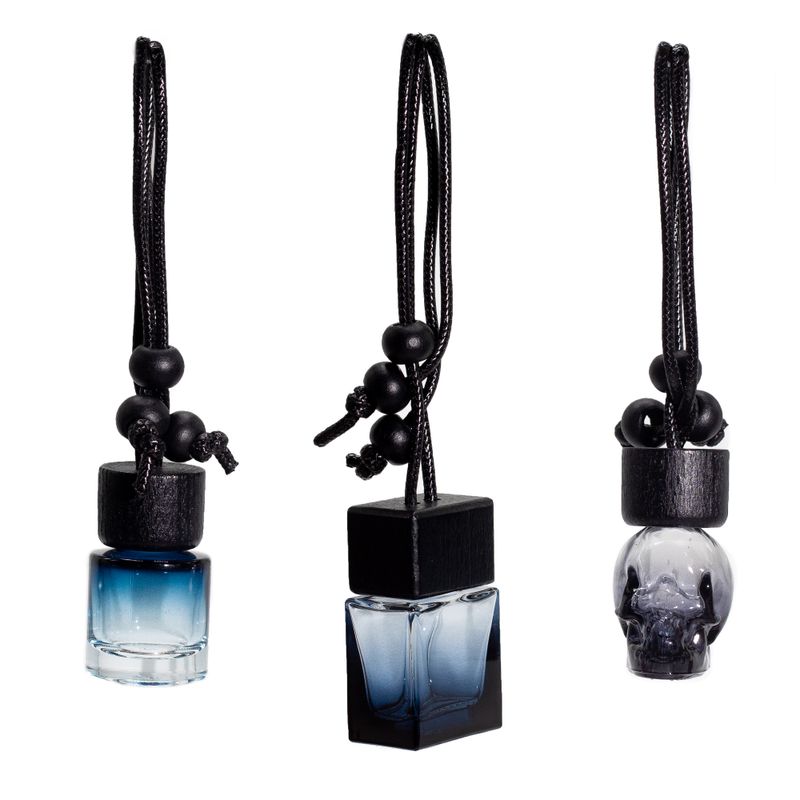 Zwart - Auto Diffuser Hangflesjes - 8ml - (3 verschillende designs x 4)