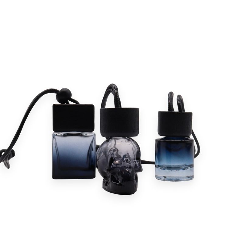 Zwart - Auto Diffuser Hangflesjes - 8ml - (3 verschillende designs x 4)