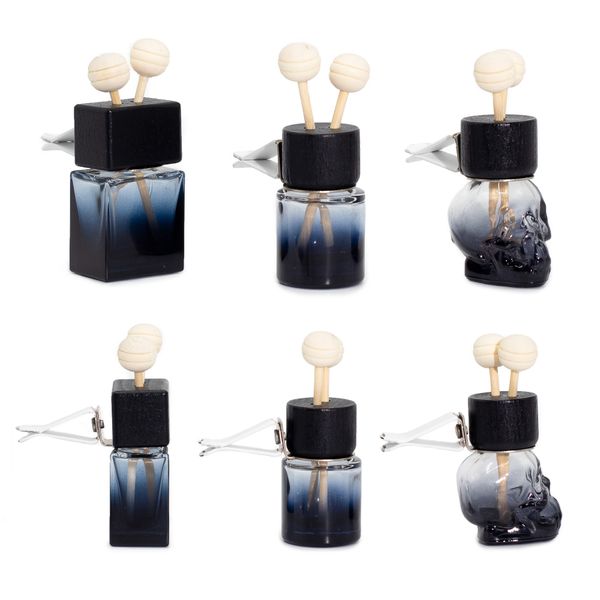 Zwart - Auto Diffuser Ventilatieclip Flesjes - 8ml - (3 verschillende designs x 4)
