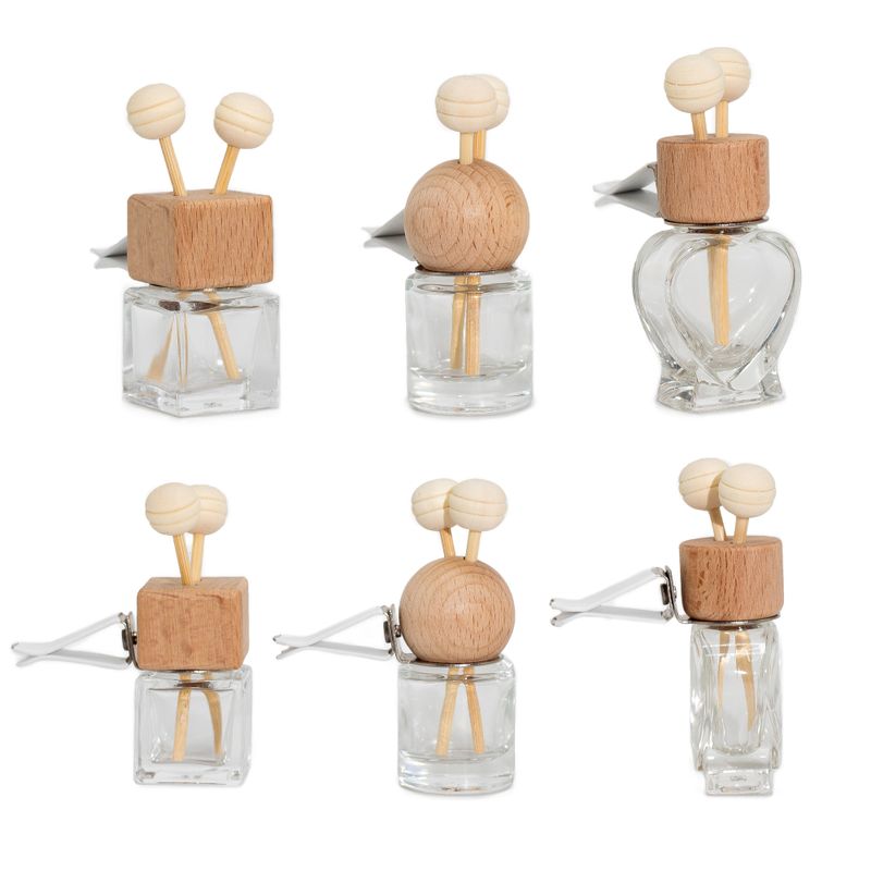Transparant - Auto Diffuser Ventilatieclip Flesjes - 8ml - (3 verschillende designs x 4)