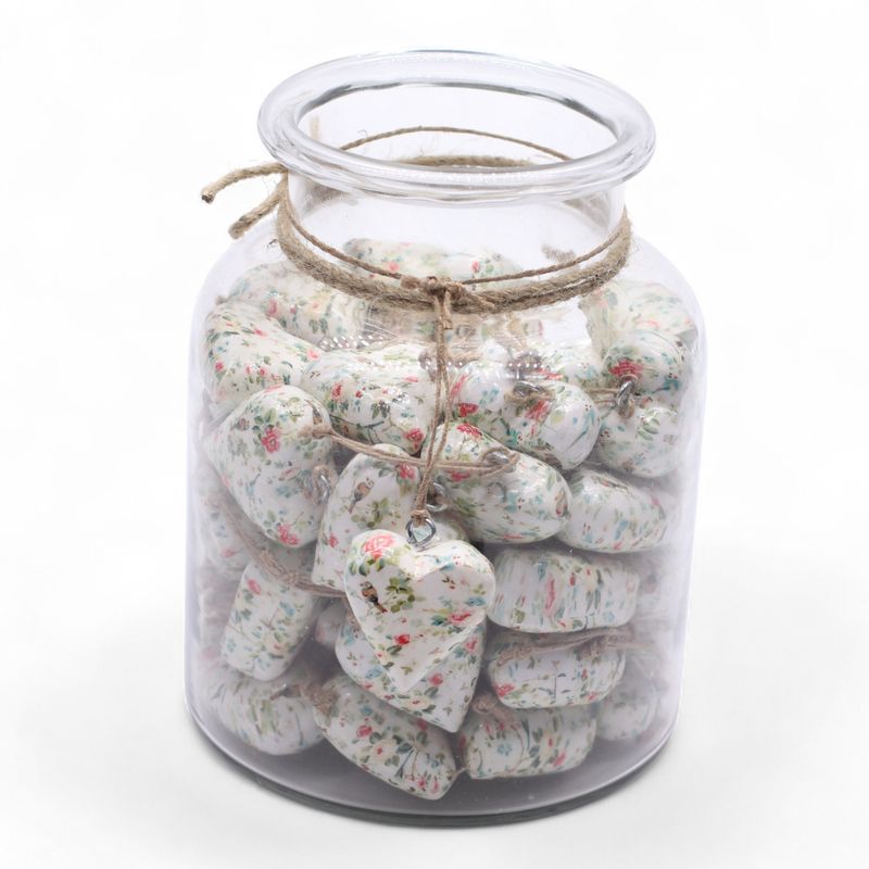 Grote Decoratieve Houten Harten – Victoriaanse Bloem (50) – in Displaypot