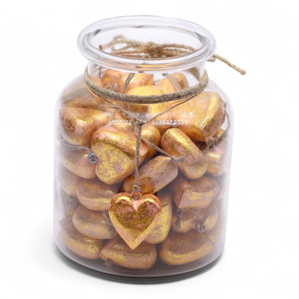 Grote Decoratieve Houten Harten – Roségoud (50) – in Displaypot