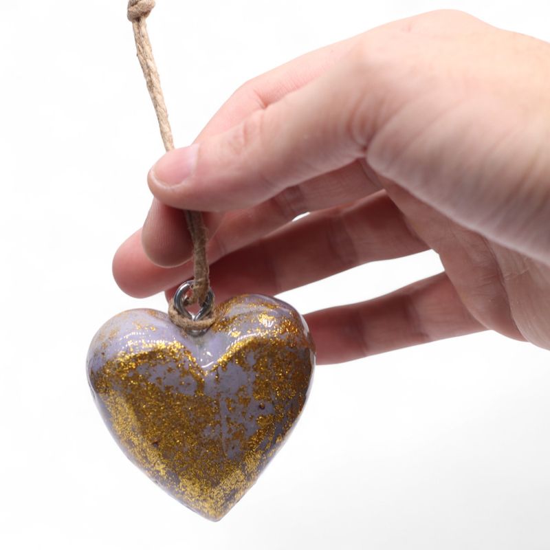 Grote Decoratieve Houten Harten – Lavendel Goud (50) – in Displaypot