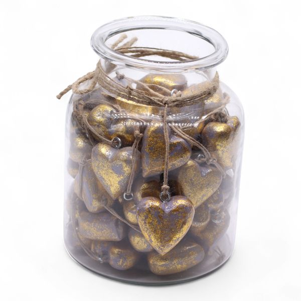 Grote Decoratieve Houten Harten – Lavendel Goud (50) – in Displaypot
