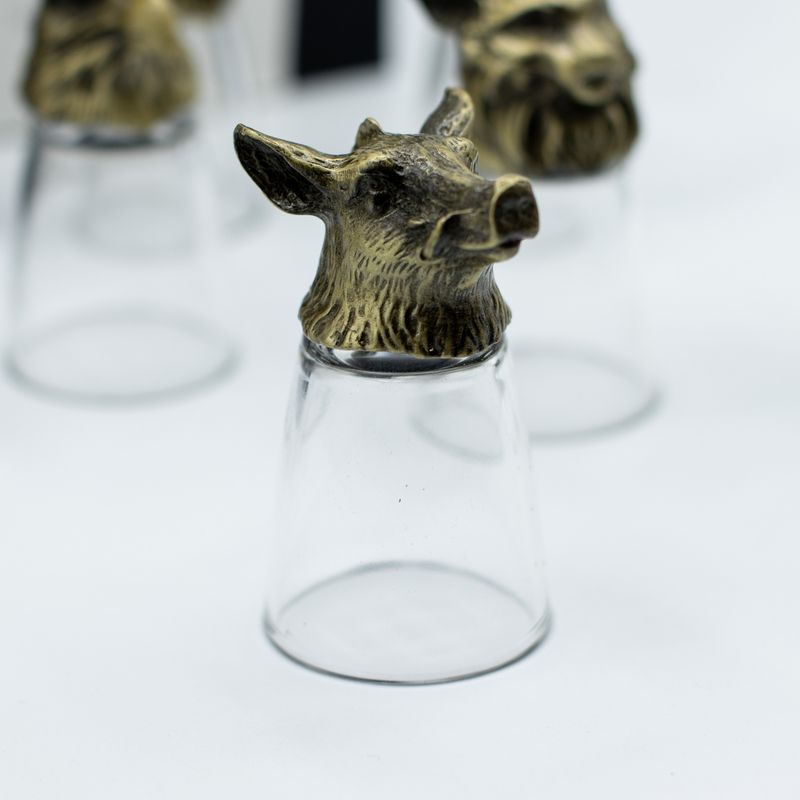 Ondersteboven Shotglazen (25 ml) – Bos en Mystieke Wezens – Antiek Brons