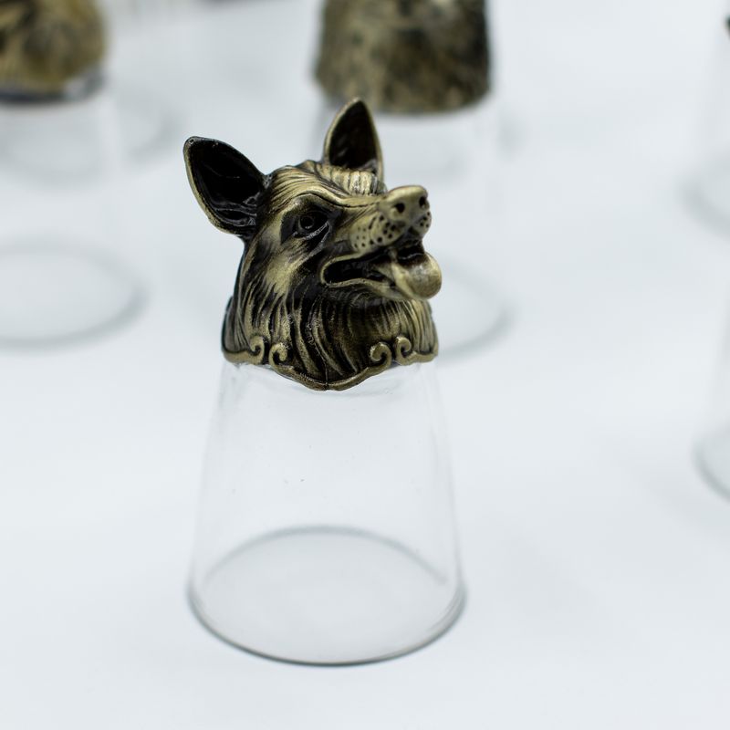 Ondersteboven Shotglazen (25 ml) – Bos en Mystieke Wezens – Antiek Brons
