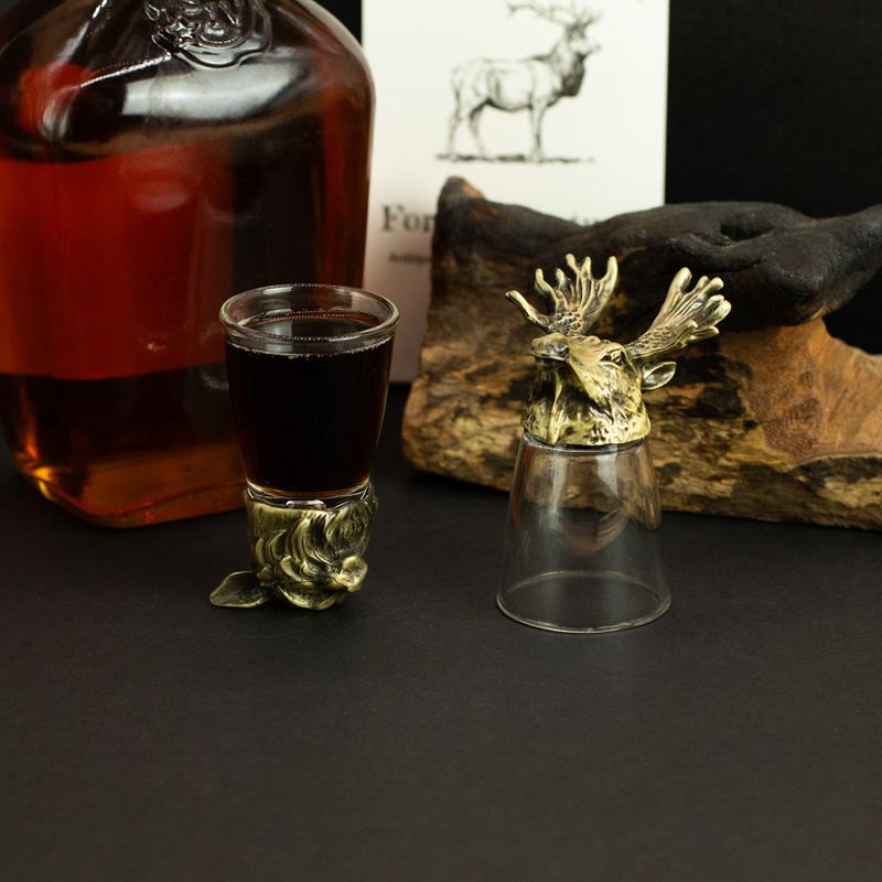 Ondersteboven Shotglazen (25 ml) – Bos en Mystieke Wezens – Antiek Brons