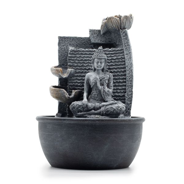 Tafelwaterornament – Boeddha, Lotusbloem met Cascaderende Potten