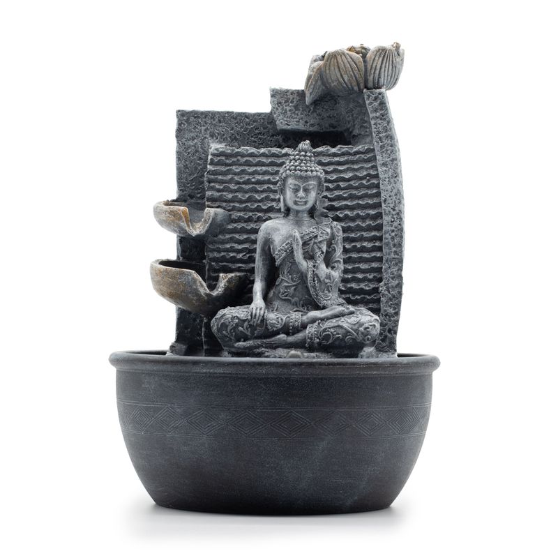 Tafelwaterornament – Boeddha, Lotusbloem met Cascaderende Potten