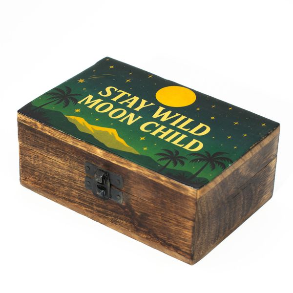 Middelgrote Geëmailleerde Doos – Stay Wild Moon Child