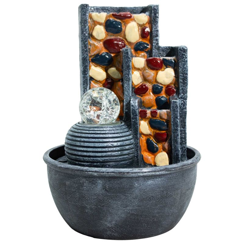 Tafelwaterornament – Kiezelwand Tuin & Kristallen Bol