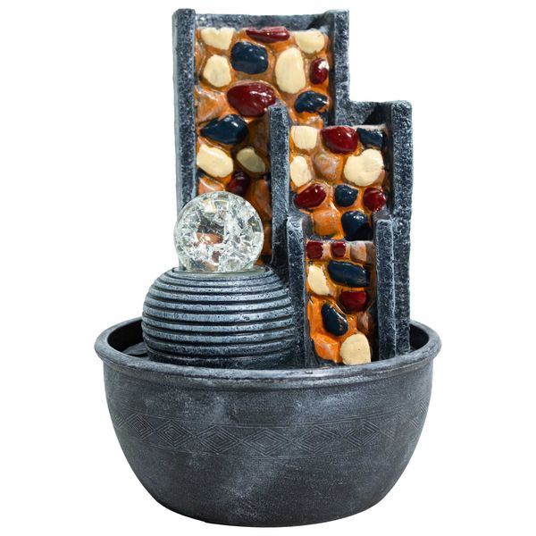 Tafelwaterornament – Kiezelwand Tuin & Kristallen Bol