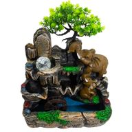 Tafelwaterornament – Olifanten in Liefde, Kristallen Bol, Licht & Watermolen
