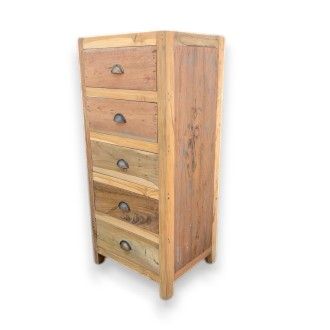 Hoge Kast met 5 Laden - Gerecycled Hardhout - 48 x 40 x 110cm