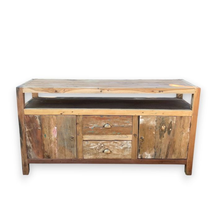 TV Kast Groot met 2 Laden en 2 Kastjes - Gerecycled Hardhout - 140 x 40 x 75cm