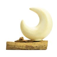 DriftGlow Lamp met Crackle Halvemaan Kap – Grijs