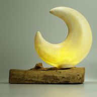 DriftGlow Lamp met Crackle Halvemaan Kap – Grijs
