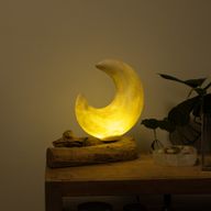 DriftGlow Lamp met Crackle Halvemaan Kap – Grijs