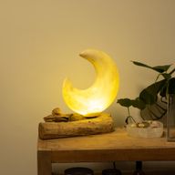 DriftGlow Lamp met Crackle Halvemaan Kap – Grijs