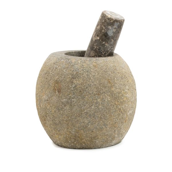Decoratieve Riviersteen Stamper & Vijzel – Groot (ca. 15 × 12 cm)